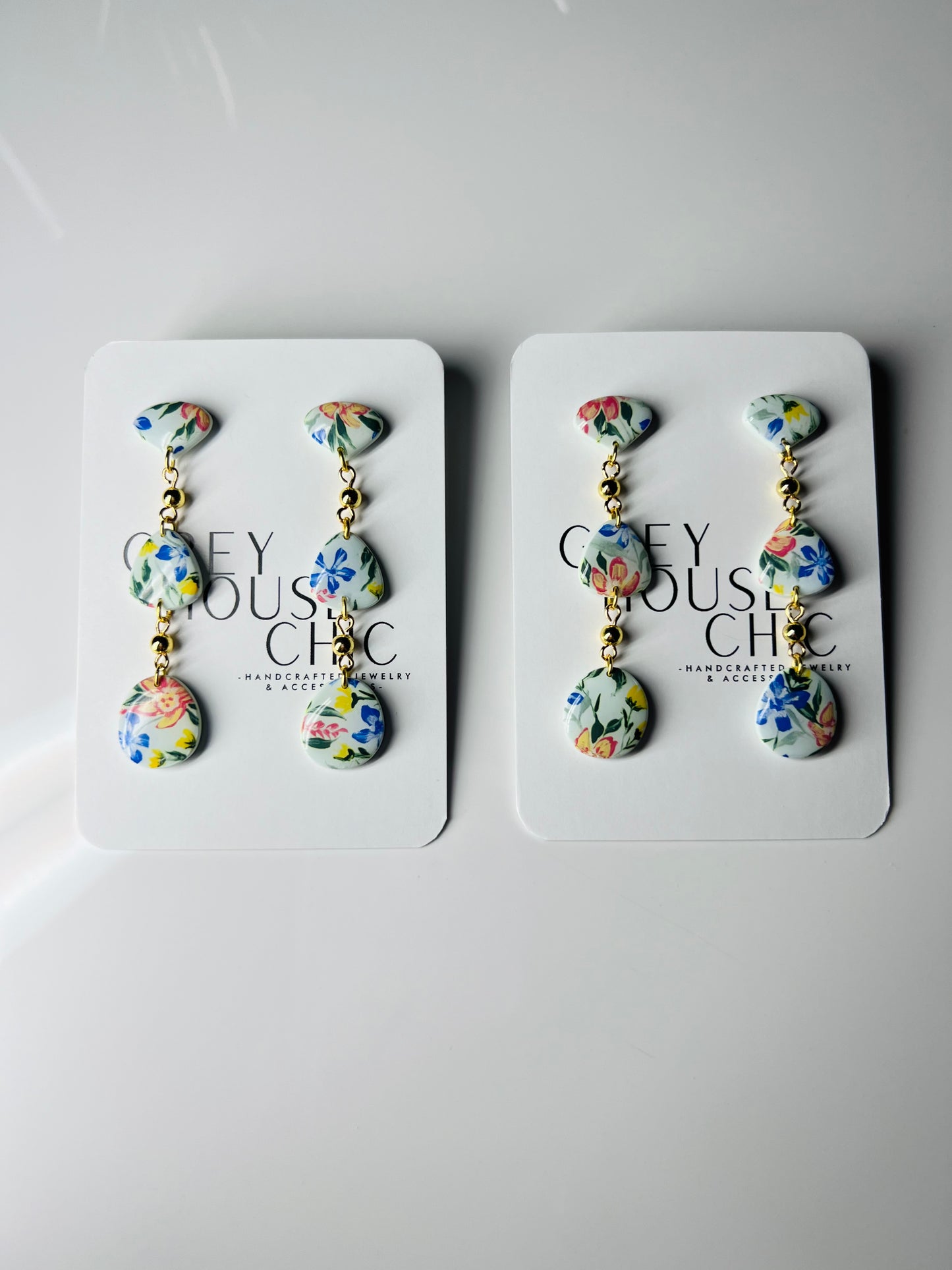 Hand Painted Floral Dangles