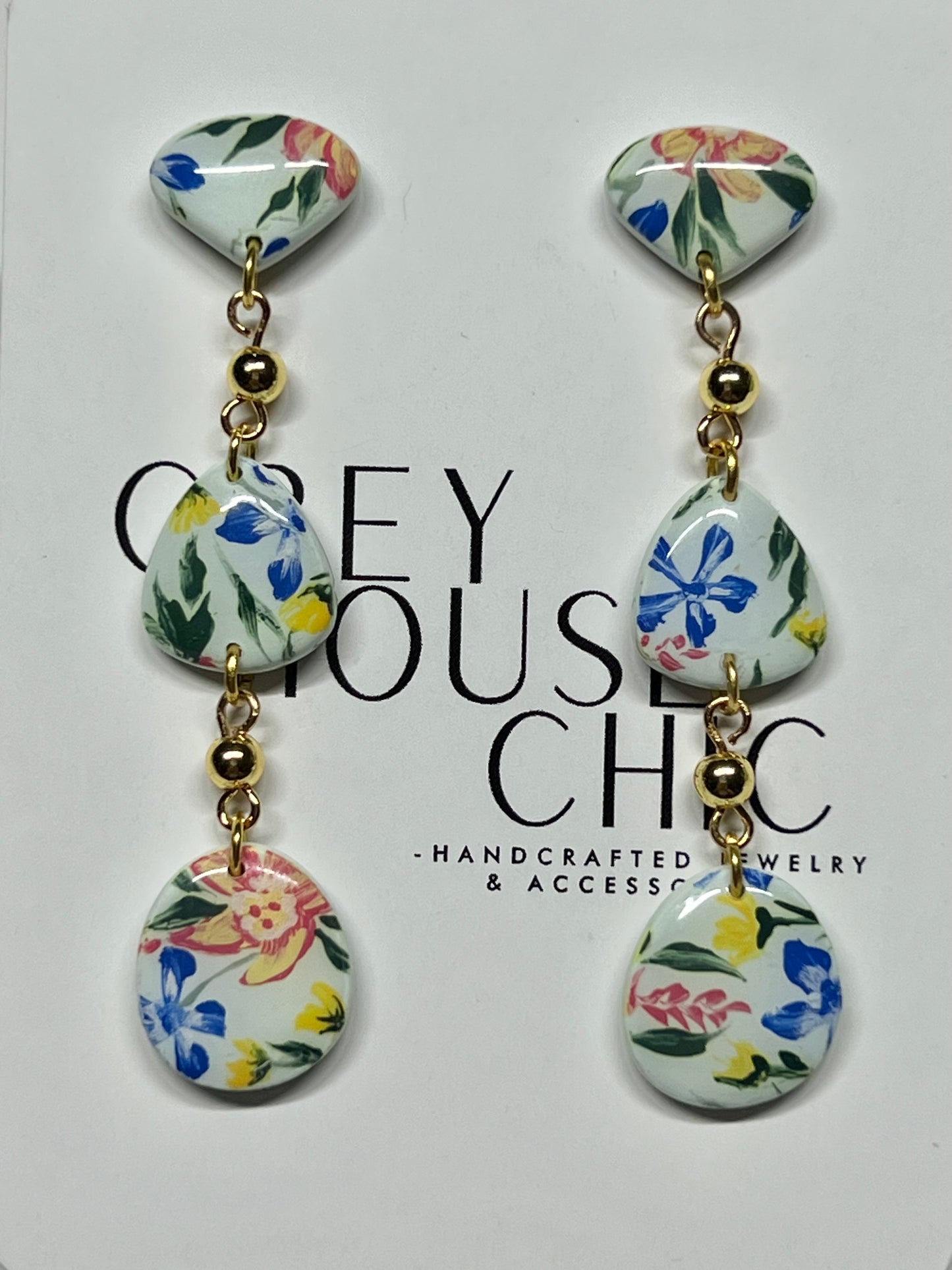 Hand Painted Floral Dangles