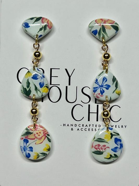 Hand Painted Floral Dangles