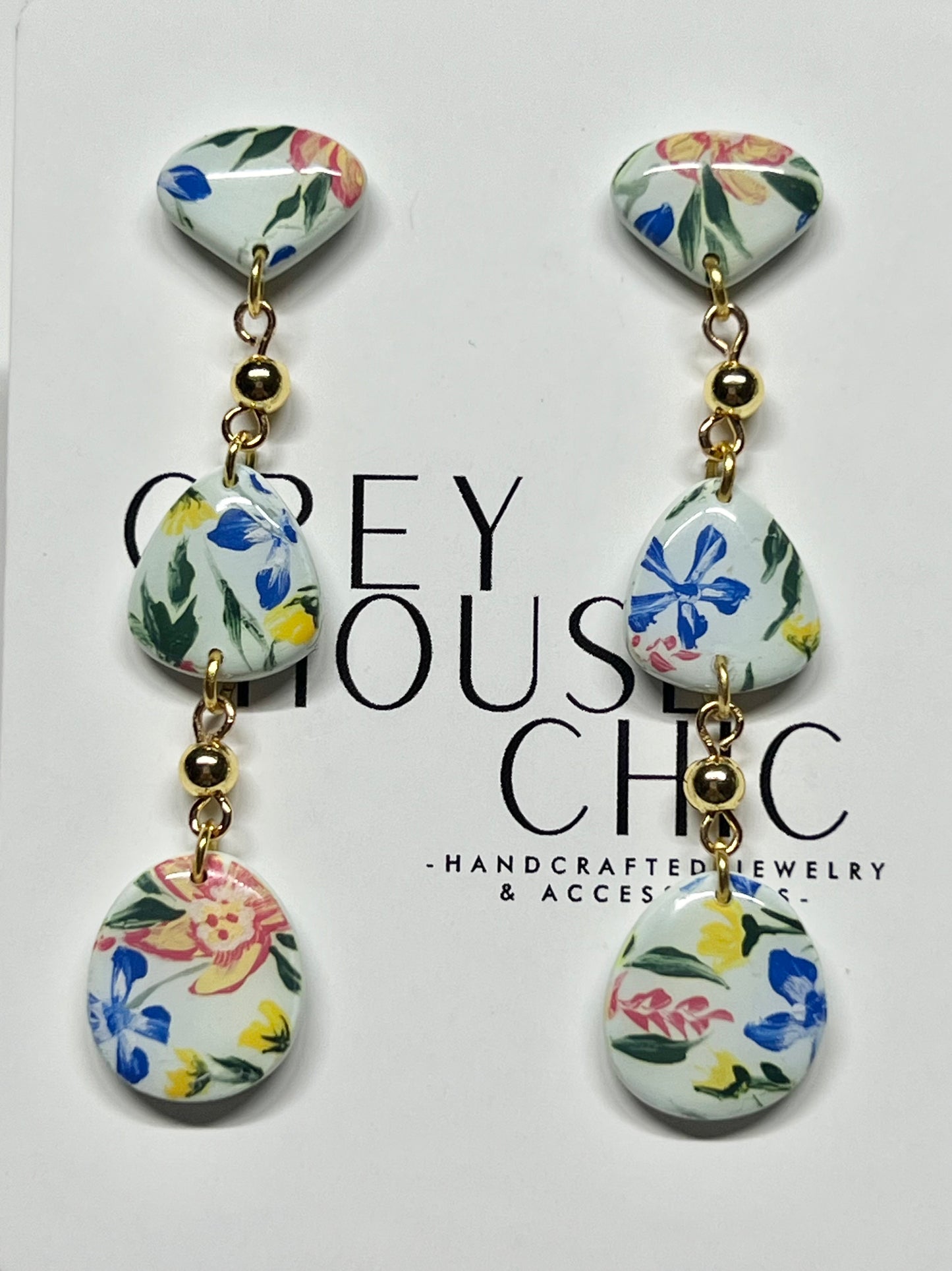 Hand Painted Floral Dangles