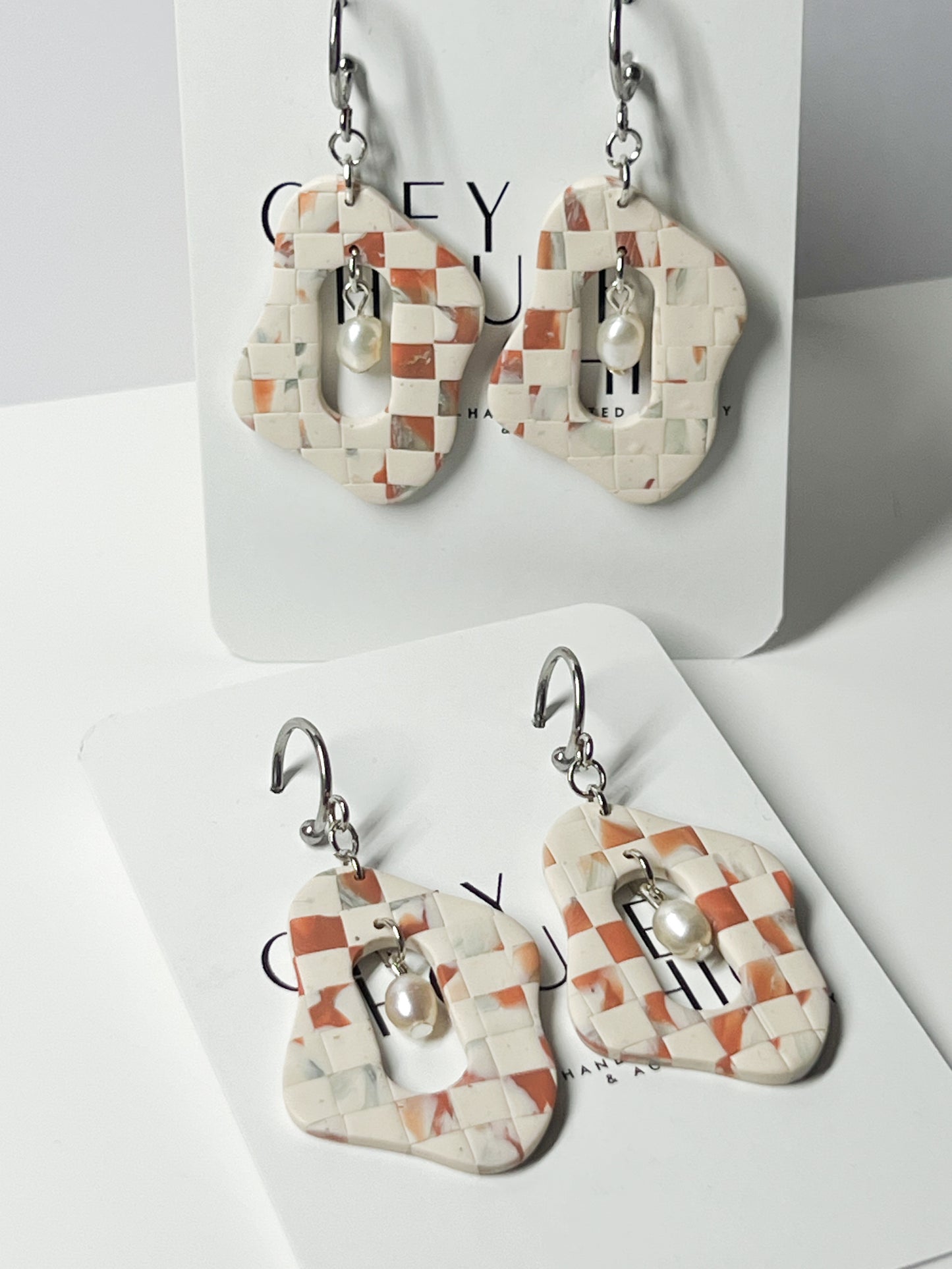 Checkered Pearl Dangles