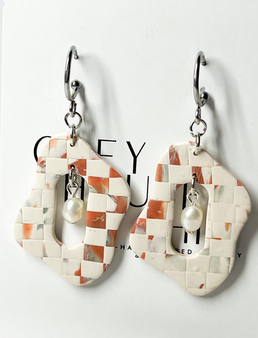 Checkered Pearl Dangles